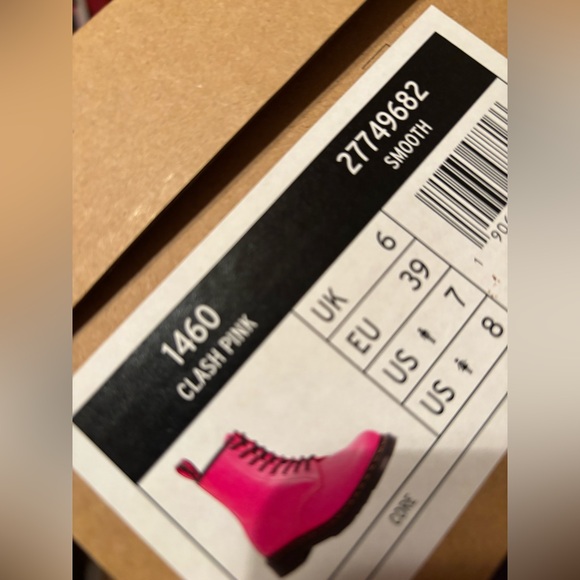Dr. Martens 1460 Clash Pink Smooth Leather Lace Up Boots - Picture 9 of 9